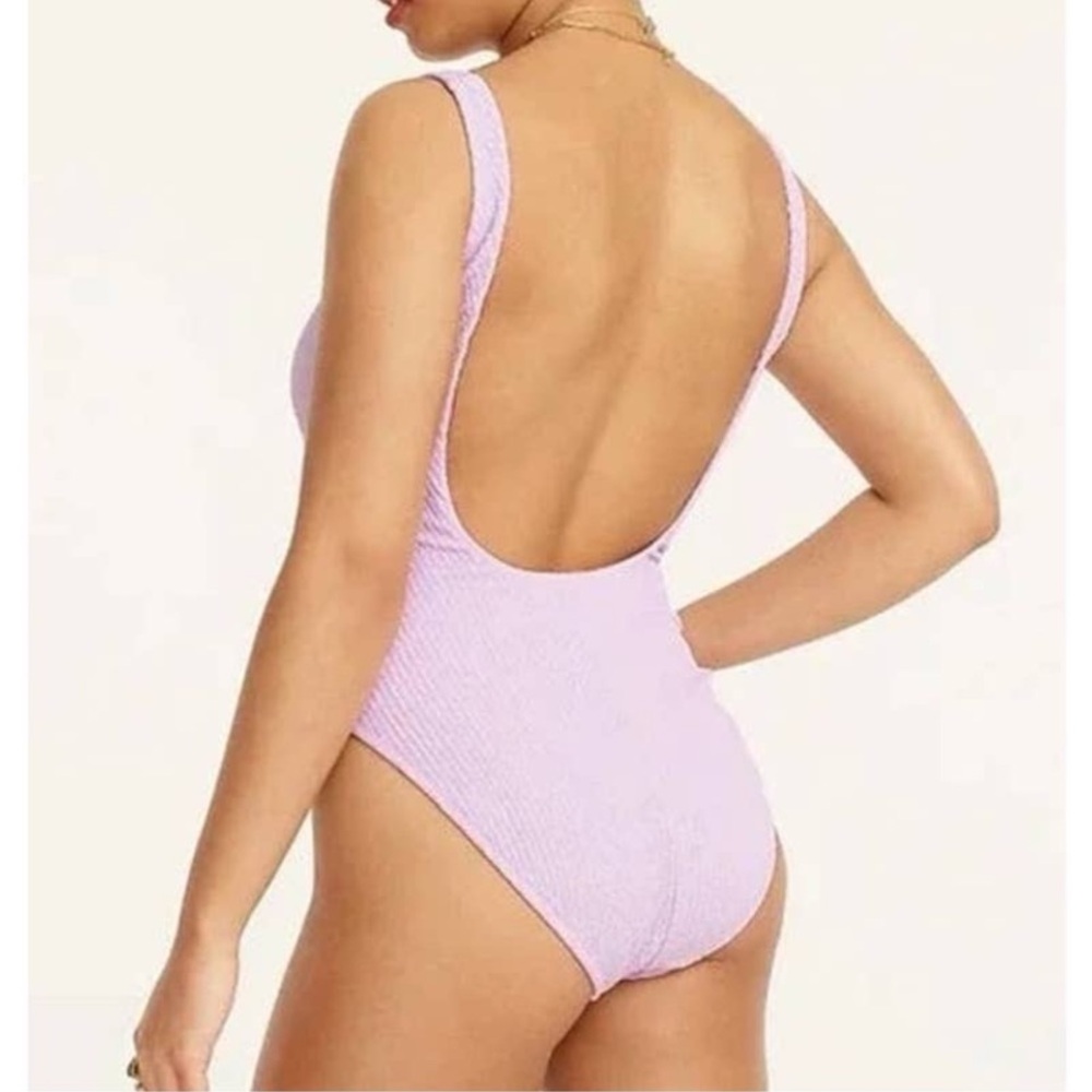 J Crew Textured SquareNeck 1 Piece Swimsuit Bathing Suit Lilac Purple 24/3X NWT - Picture 2 of 7